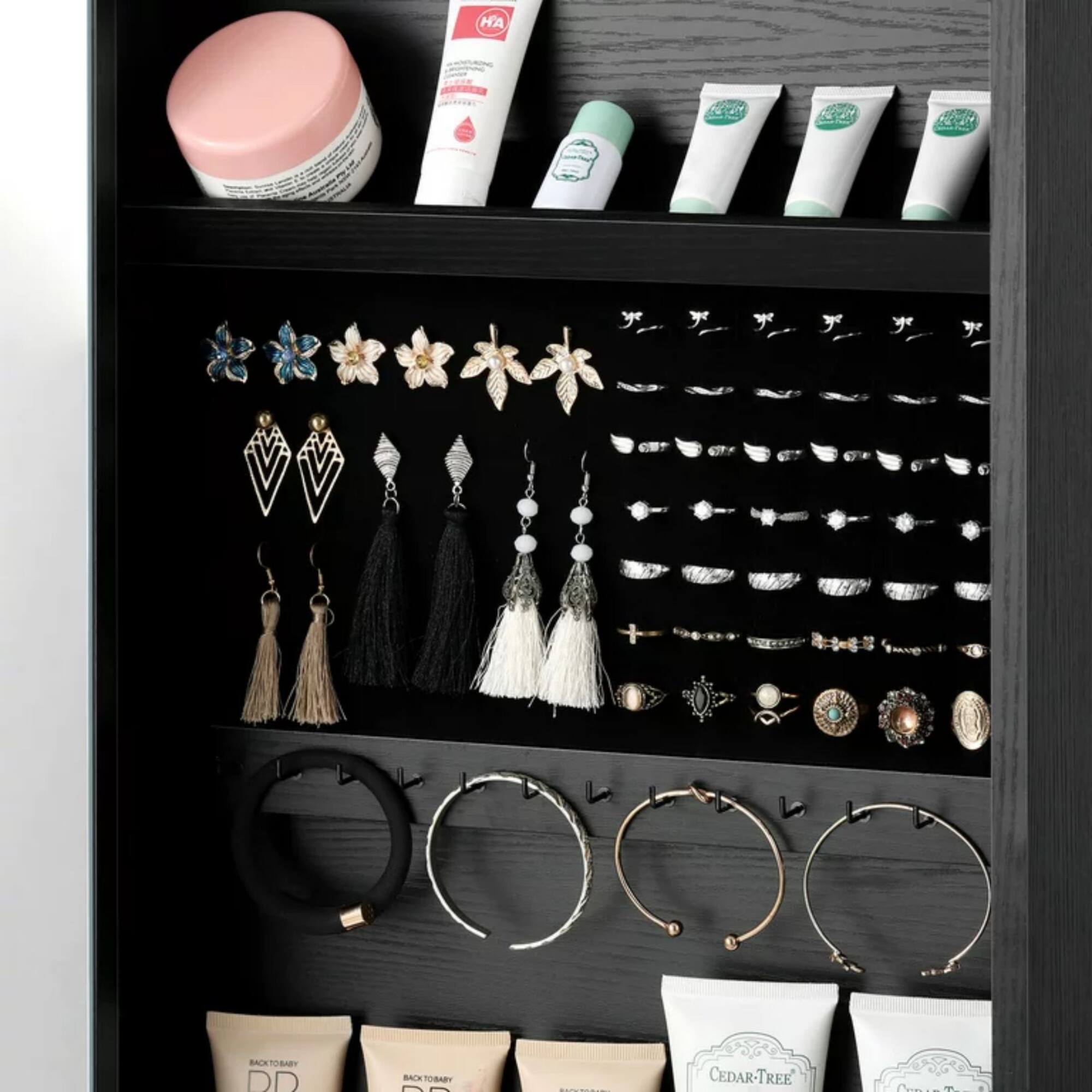 NEX™ Wall-Mounted Sliding Door Full Mirror Jewelry Armoire